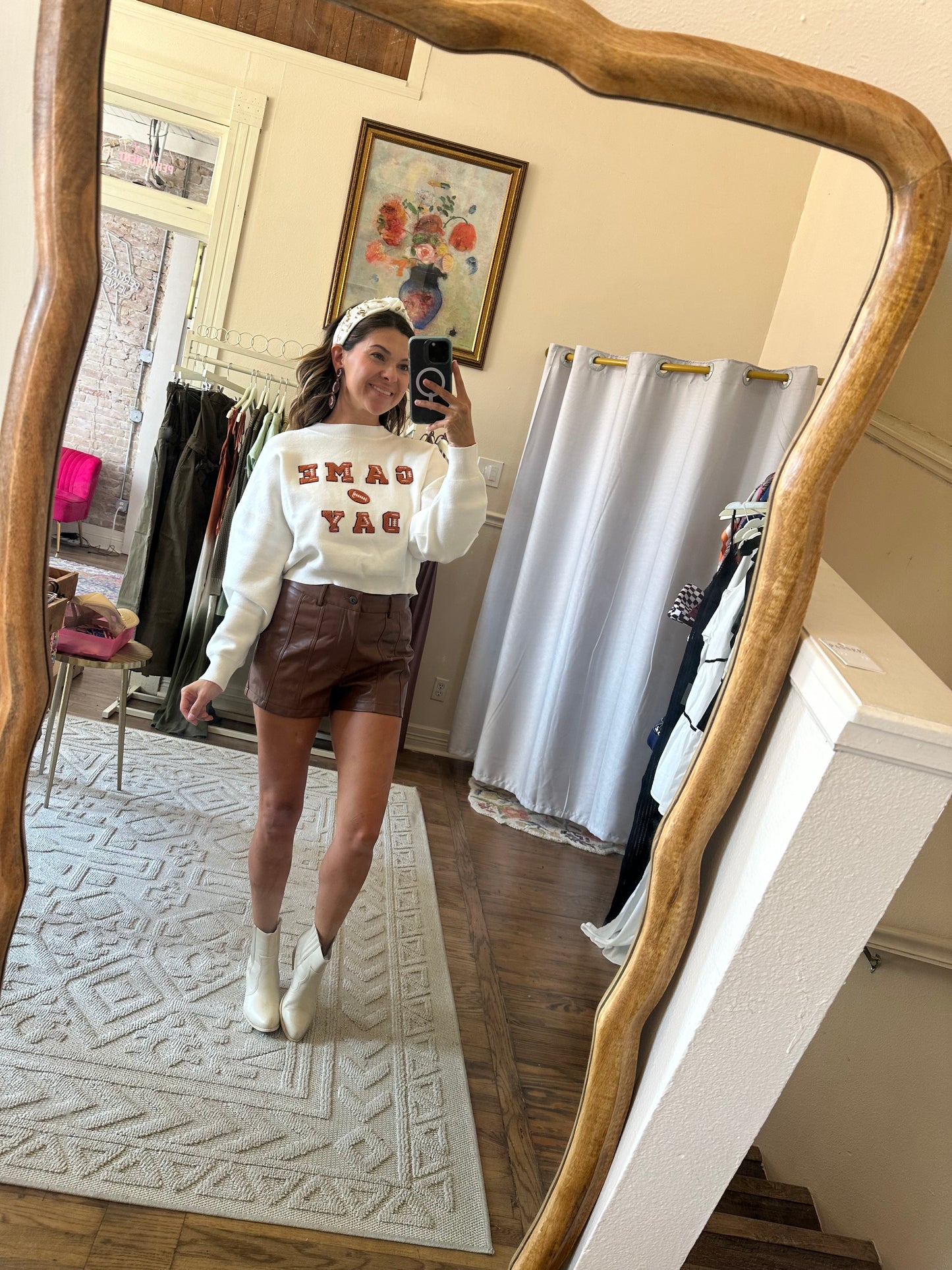 Brown Leather Shorts