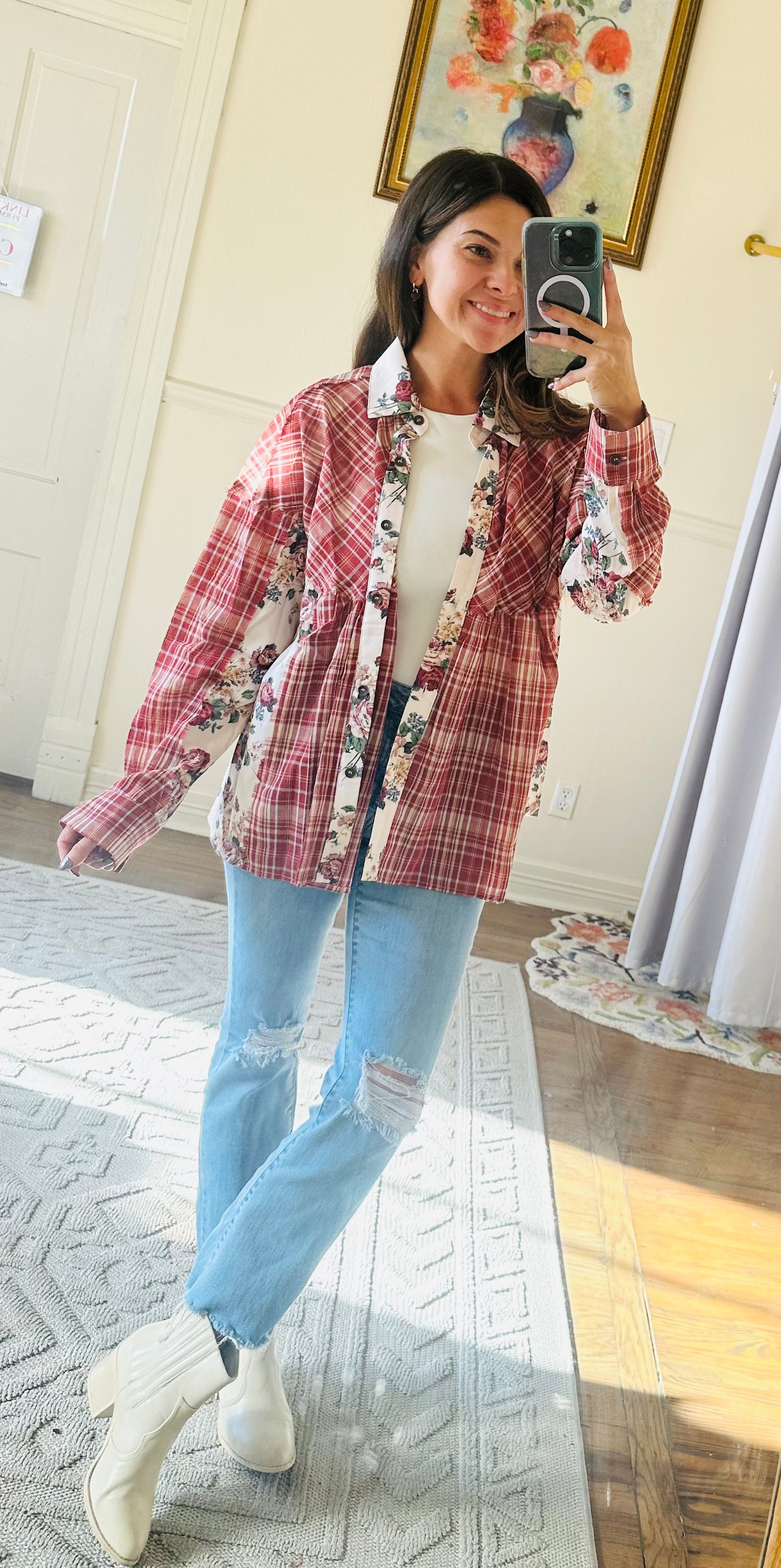 Red Plaid Cardigan